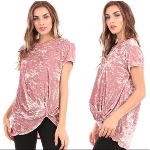 💗Rose Velvet Side Knot Tunic. S-M-L